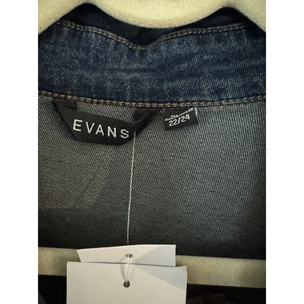 Evan's Women's Blue Denim Medium Wash Button Up Jean Jacket Plus Size 22/24 NWT - Picture 2 of 4